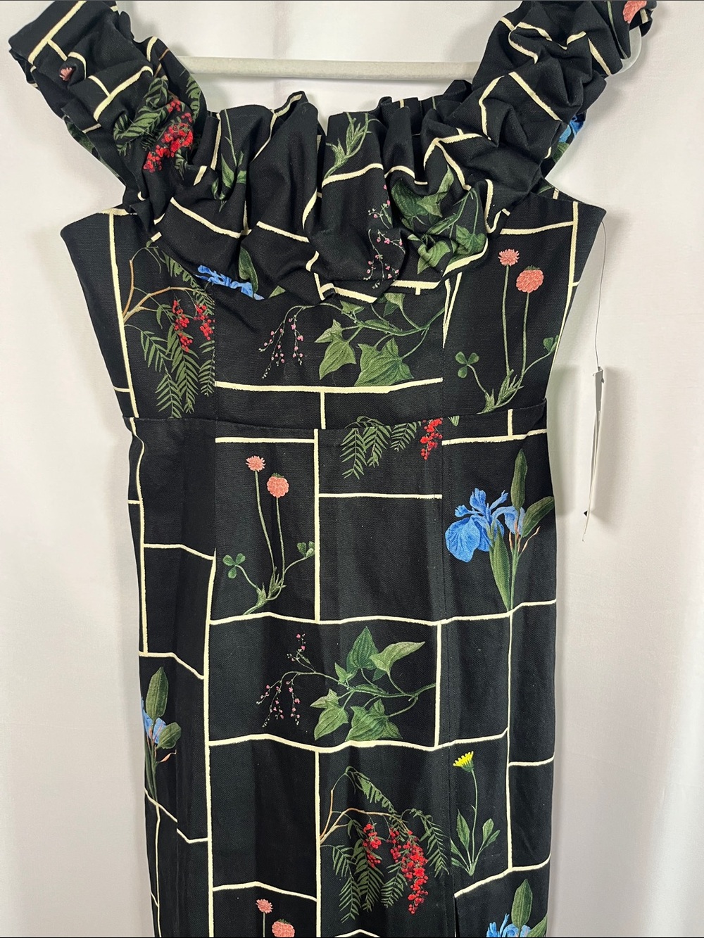 Tuckernuck NWT black fresher buds suze cotton midi dress ruffled size 6 - Picture 5 of 10